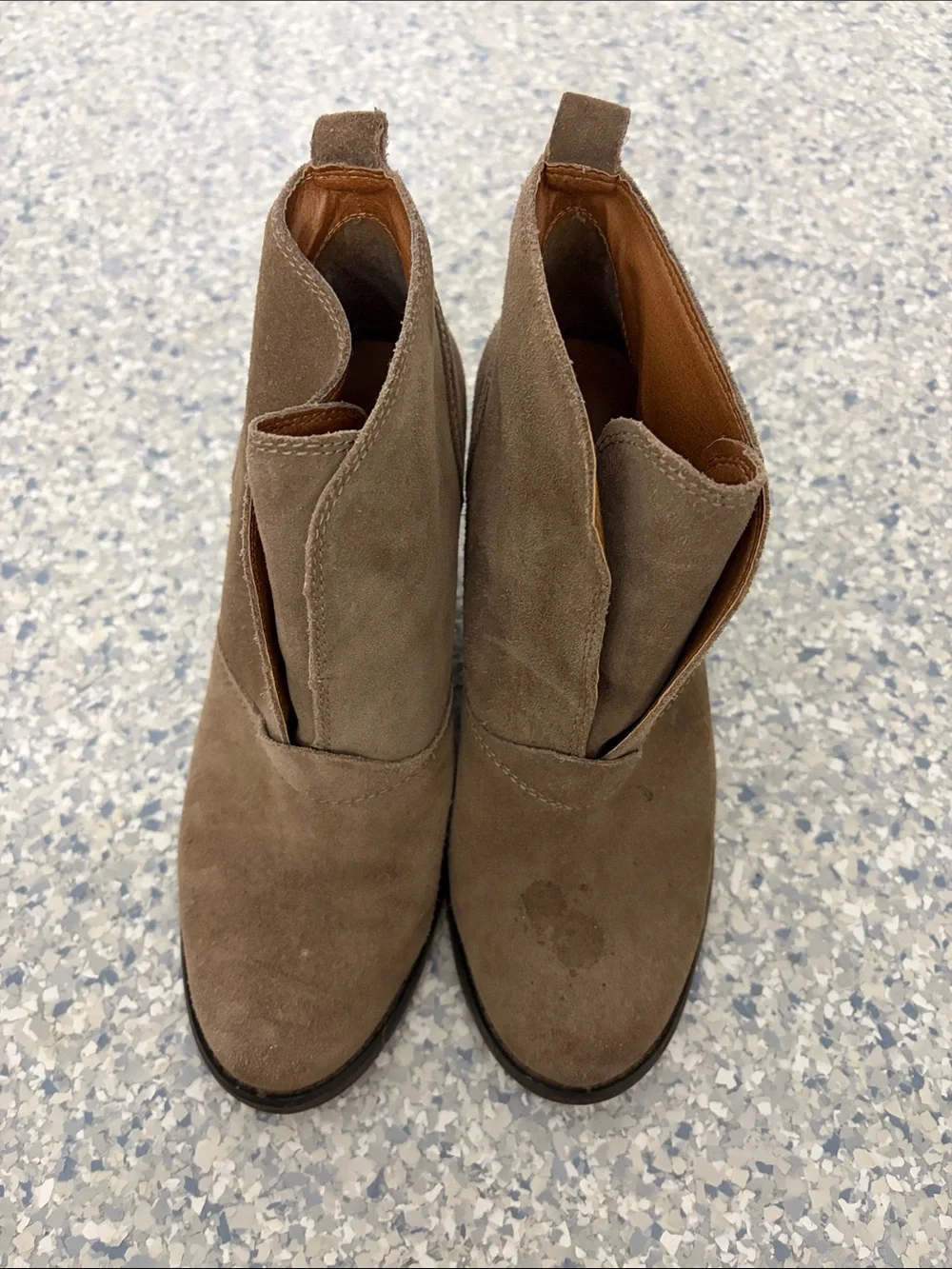 Lucky Brand Taupe Suede Wedge Ankle Boots